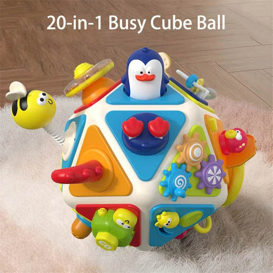 20 in 1 Large Iosahedron Baby Busy Board Ball Montessori Sensory Toy Toddler Educational Learning Activities Travel Motor Skill - ToylandEU
