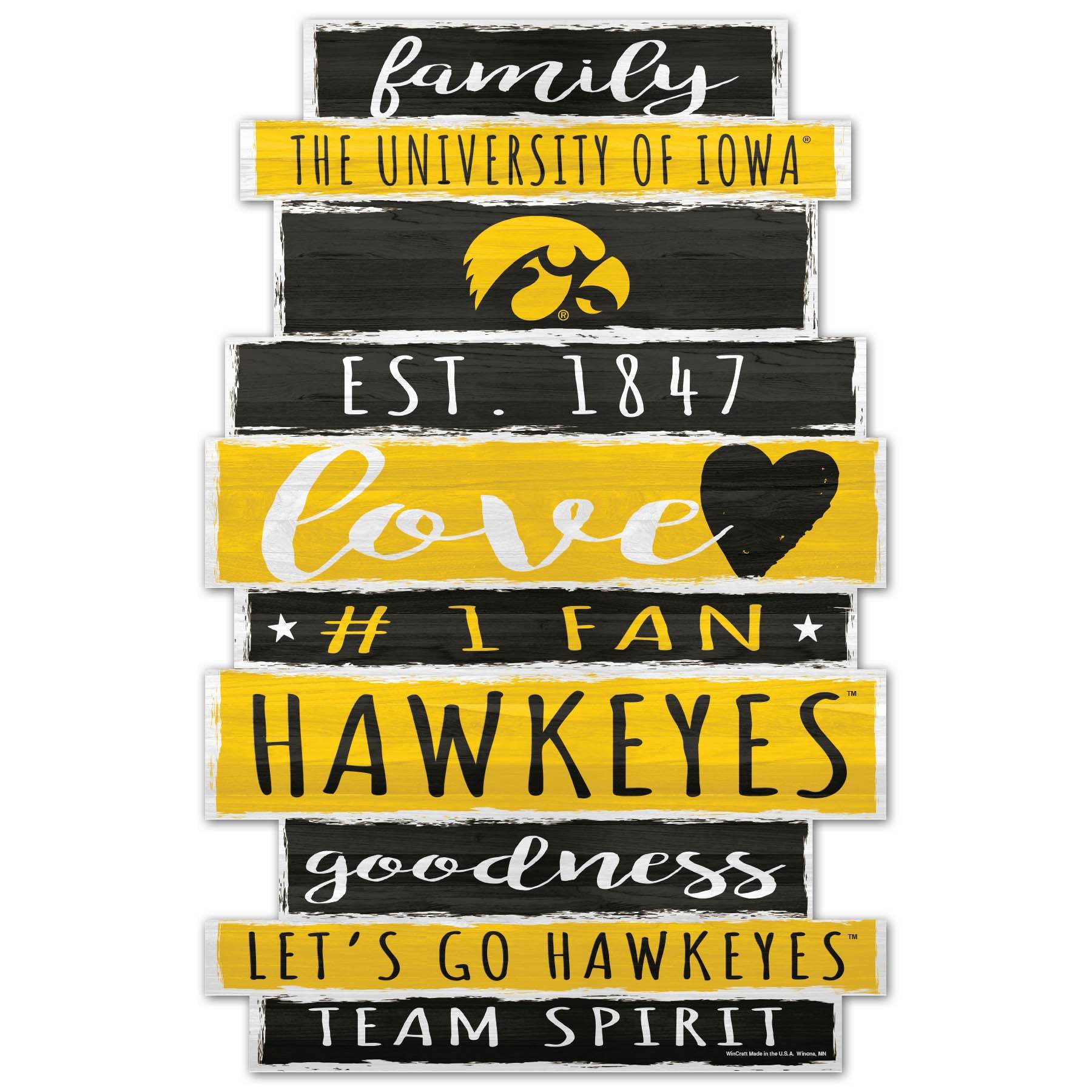 Iowa Hawkeyes 11x17 Wood Family Sign With Established Date - ToylandEU