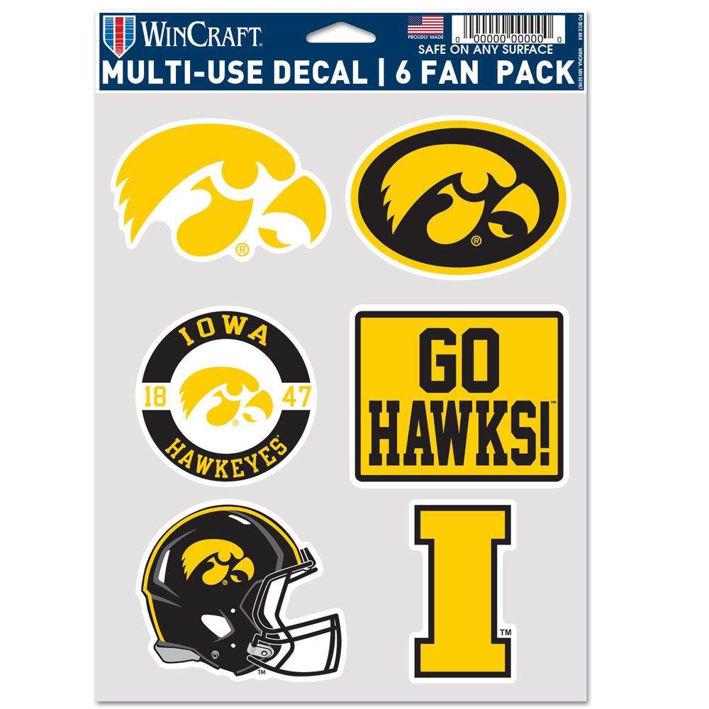 Iowa Hawkeyes Decal Set 6 Pack Multi Use Fan Decals - ToylandEU