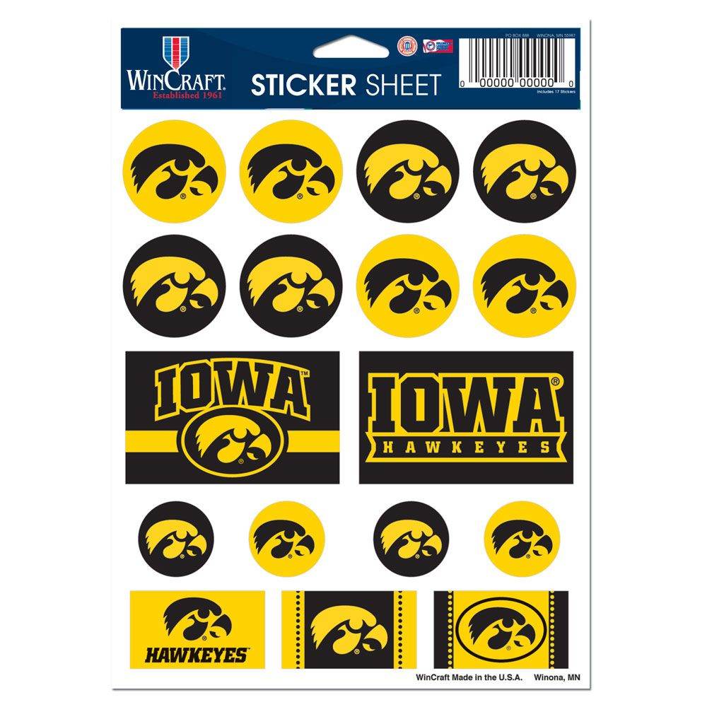 Iowa Hawkeyes Decal Sheet 5x7 Vinyl Sticker Pack Set - ToylandEU