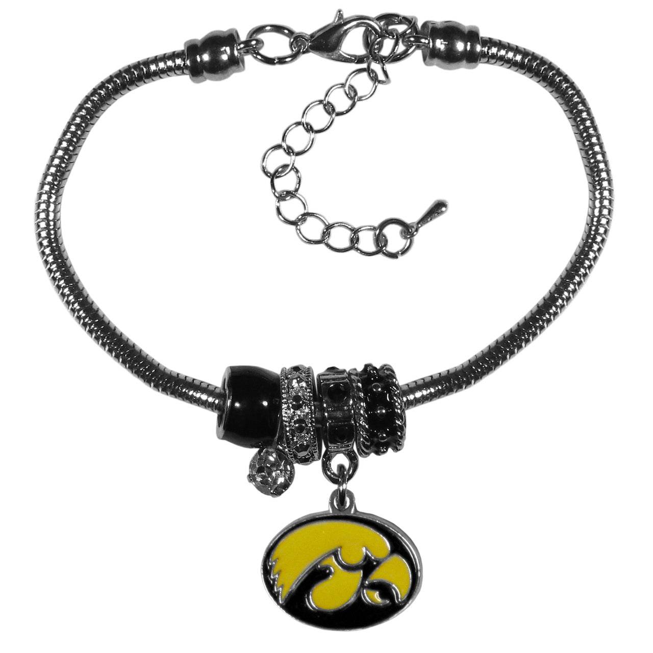 Iowa Hawkeyes Euro Bead Bracelet With Rhinestones - ToylandEU
