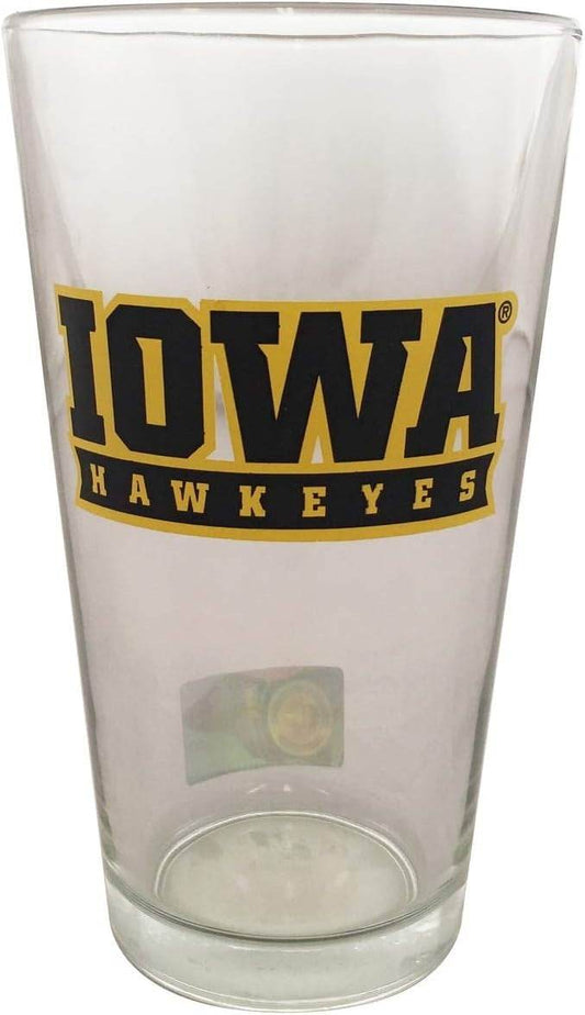 Iowa Hawkeyes Glass Pint 16oz Wordmark Drinkware Barware - ToylandEU