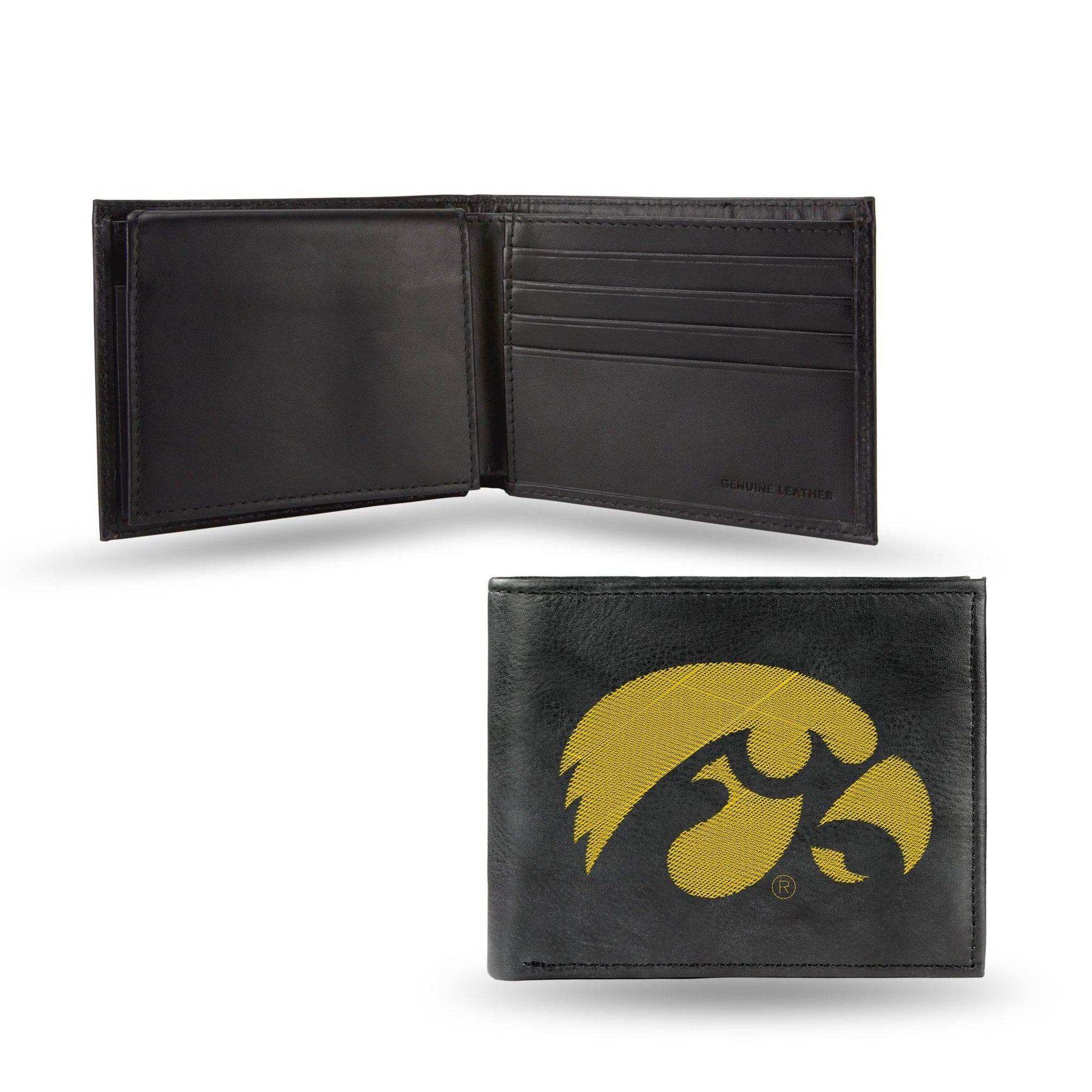 Iowa Hawkeyes Leather Embroidered Wallet Billfold Black - ToylandEU