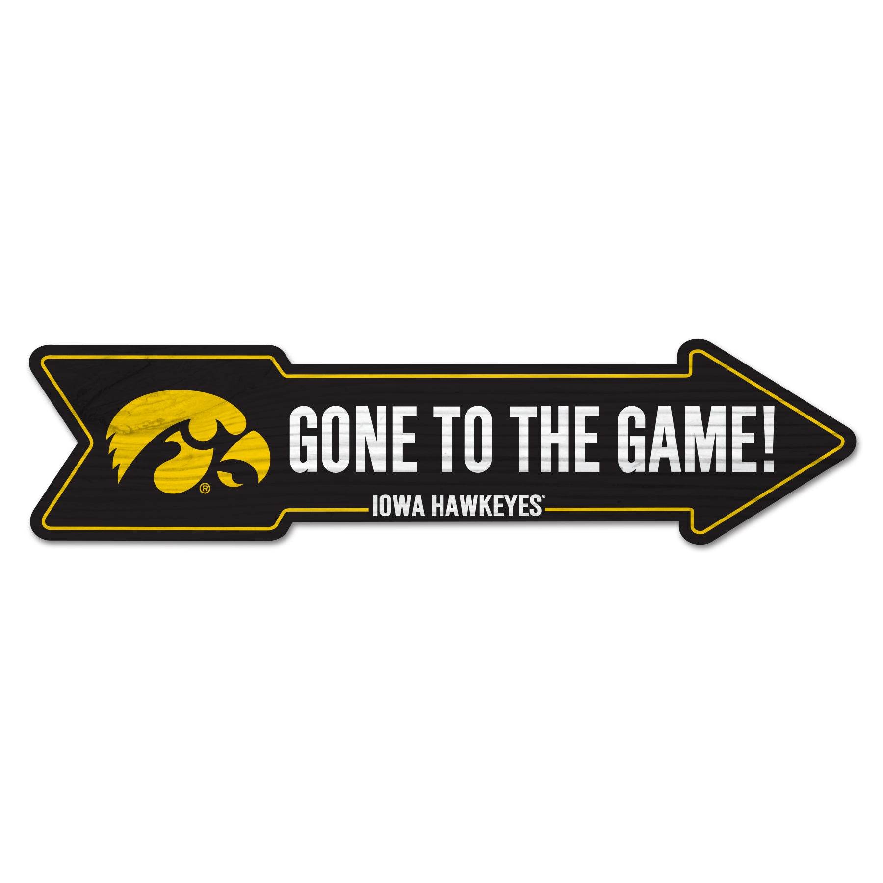 Iowa Hawkeyes Wood Arrow Sign 6x24 Outdoor Decor Display - ToylandEU