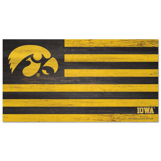 Iowa Hawkeyes Wood Sign Flag 9x17 Wall Decor Collectible - ToylandEU