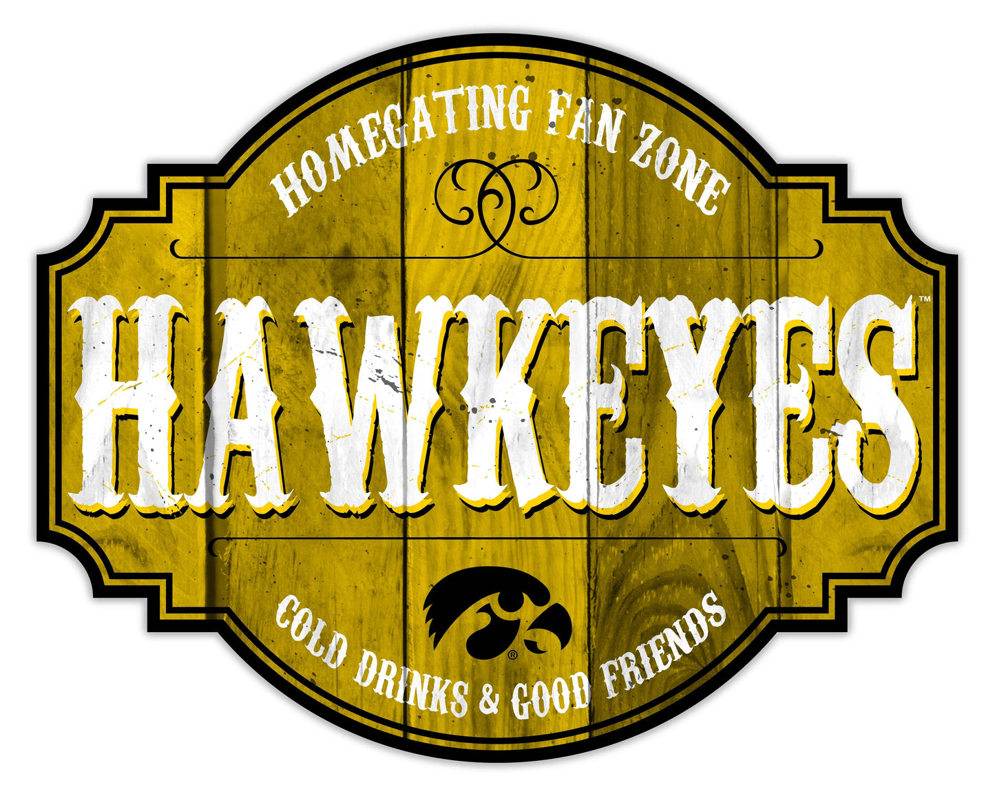 Iowa Hawkeyes Wooden Sign 12 Inch Homegating Tavern Decor - ToylandEU
