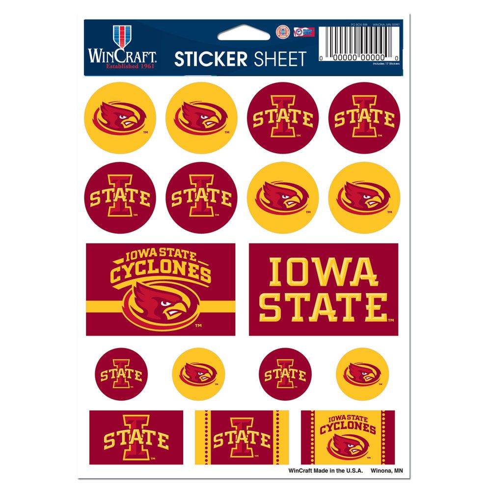 Iowa State Cyclones Decal Sheet Vinyl 5x7 For Cars And More - ToylandEU