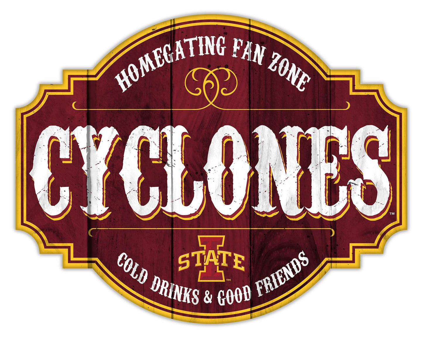 Iowa State Cyclones Wood Sign 12 Inch Homegating Tavern - ToylandEU