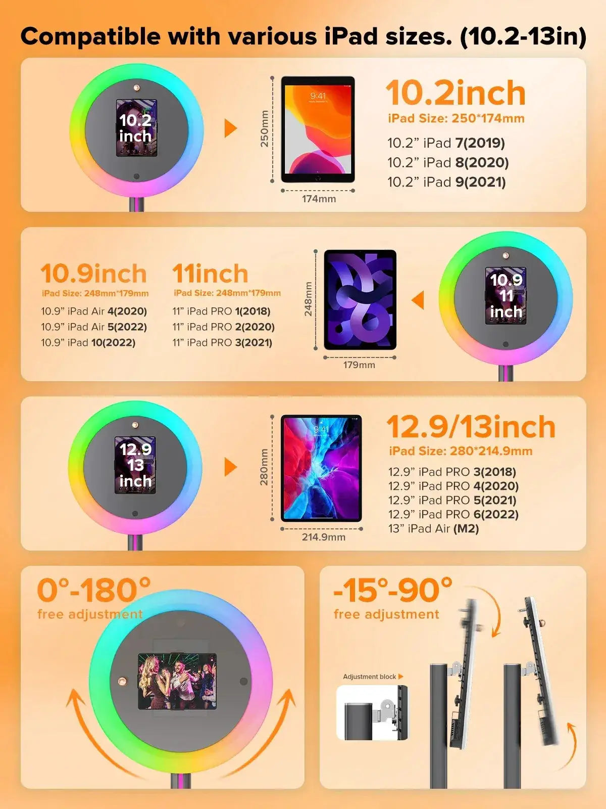 Ipad Photo Booth with RGB Ring Light Portable App Control - ToylandEU
