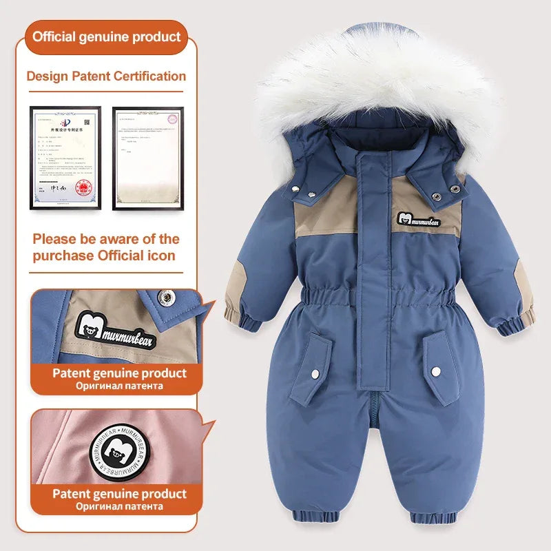 Ircomll Winter Baby Ski Suit Hooded Waterproof for Infants 1 to 3 Years - ToylandEU
