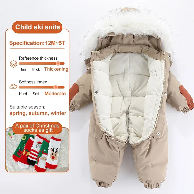 Ircomll Winter Baby Ski Suit Hooded Waterproof for Infants 1 to 3 Years - ToylandEU