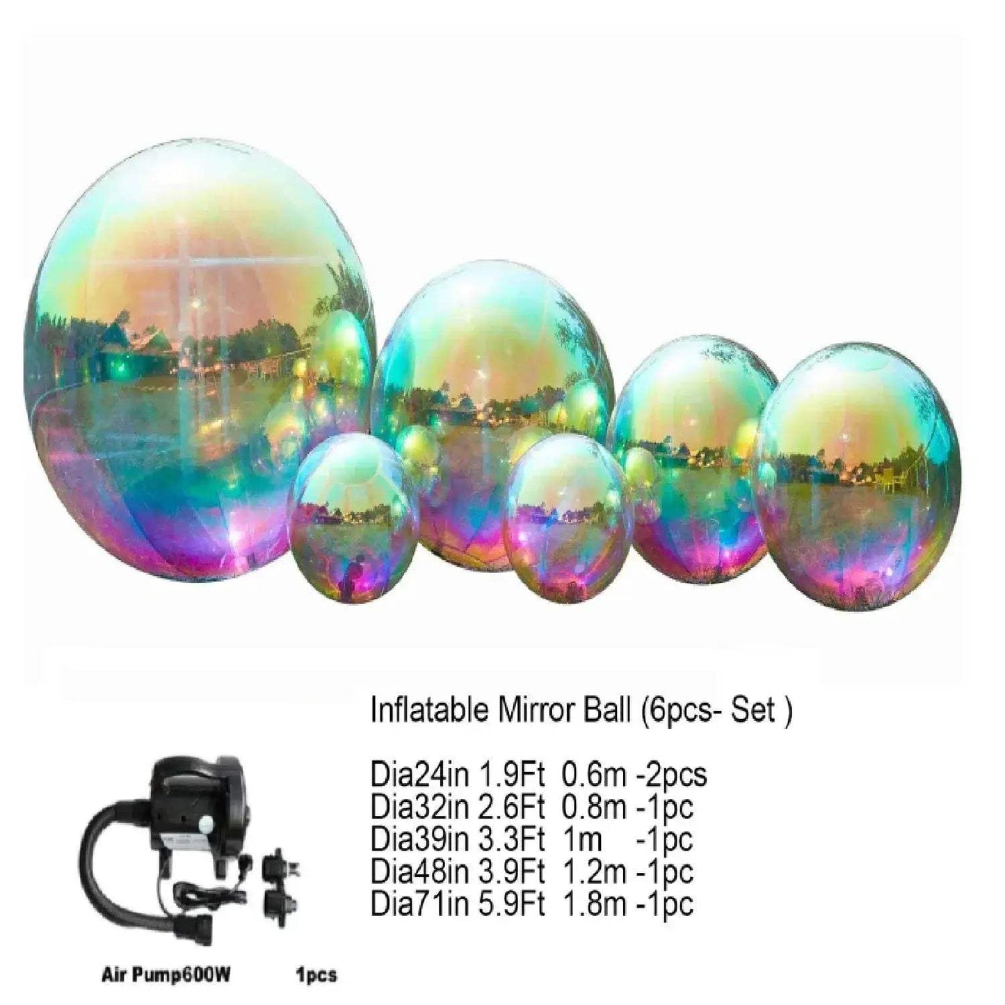 Iridescent Inflatable Mirror Ball Set For Giant Party Decor - ToylandEU