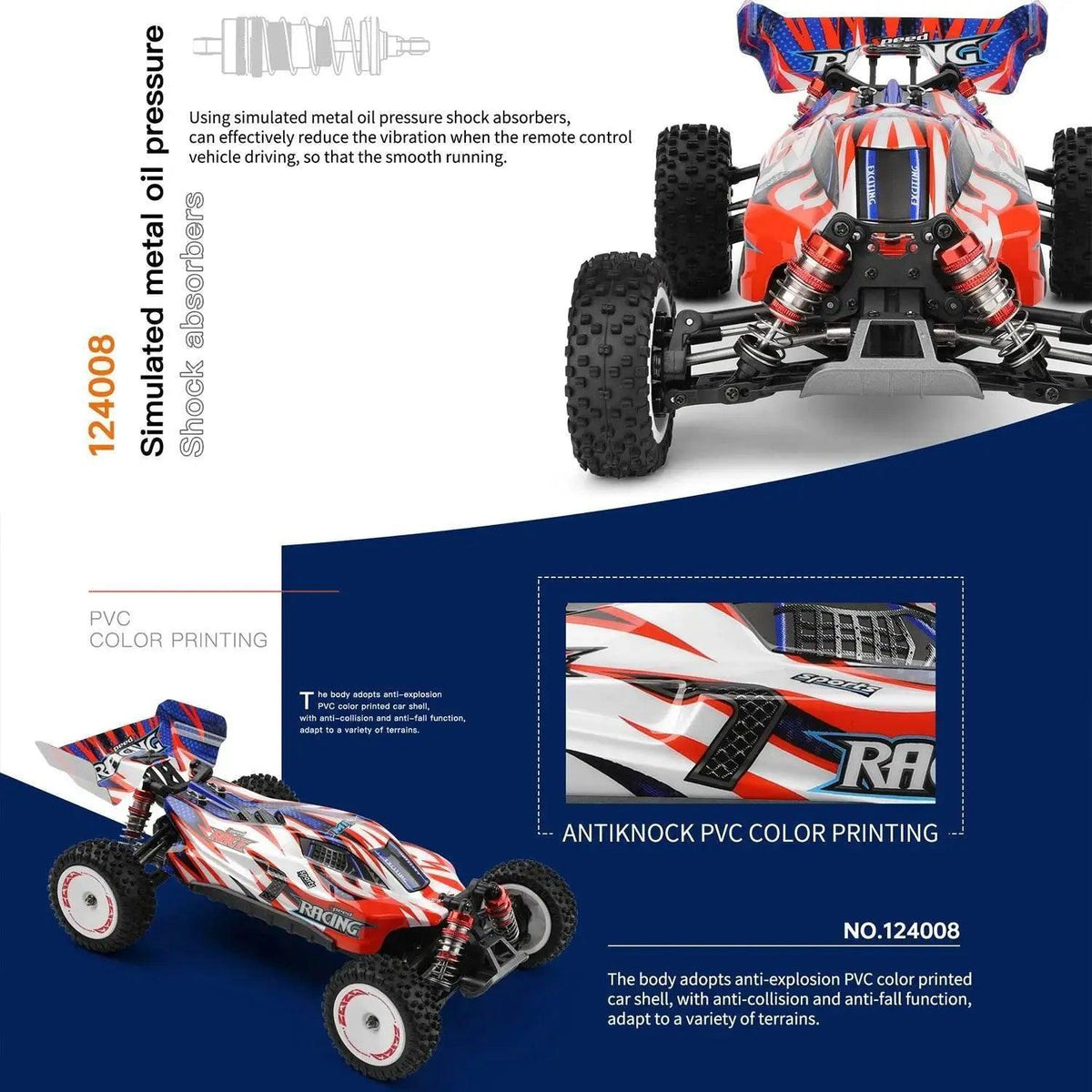  RC JIKEFUN 1/12 Scale 124008 High-Speed RC Off-Road Car - 2000mAh 60km/h Brushless Motor 4WD Remote Control Drift Vehicle for Adults -  ToylandEU™