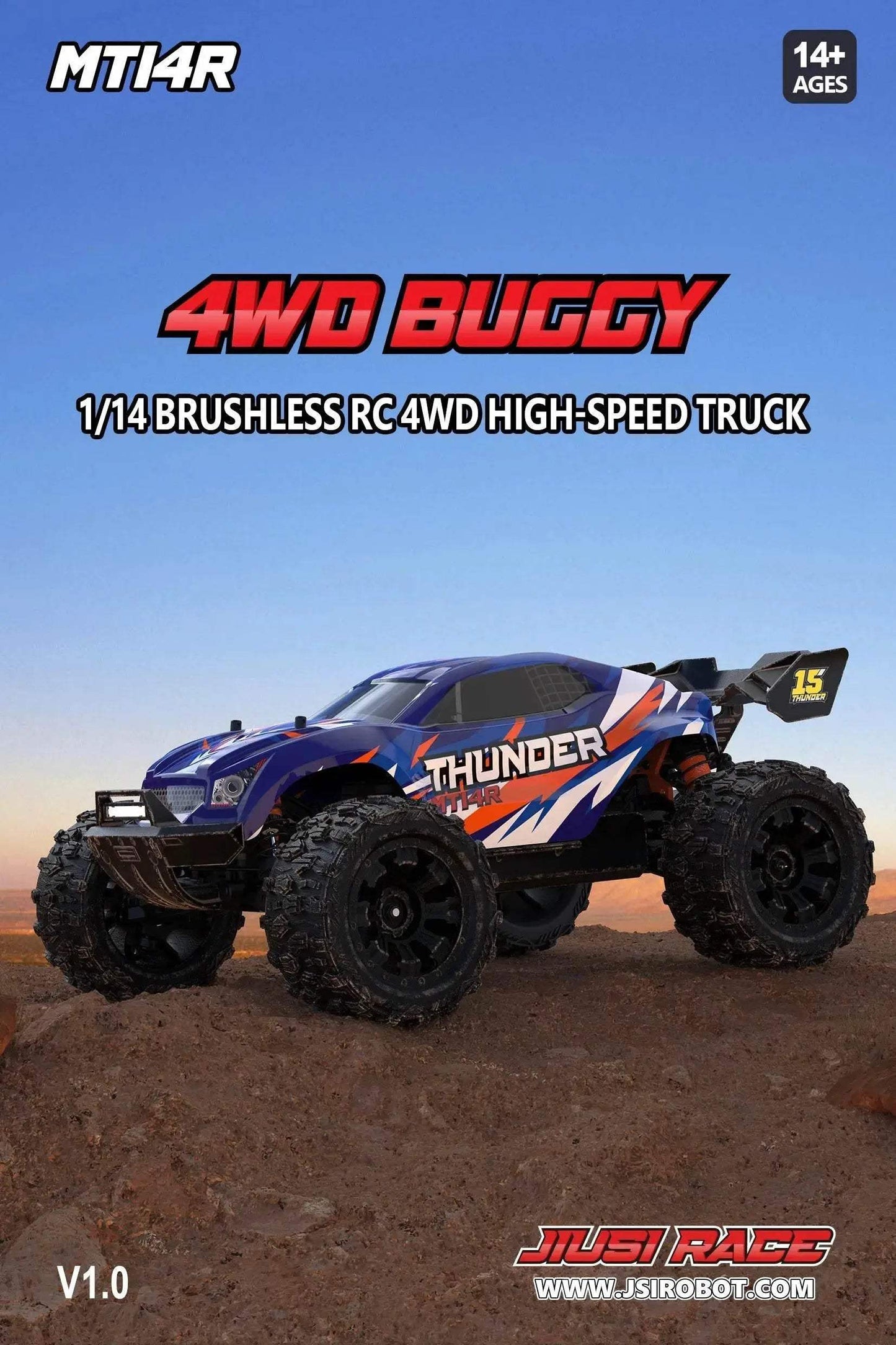 JIUSI MT14R 1/14 RC Racing Car 80km/h 4WD Off-road Toys - ToylandEU