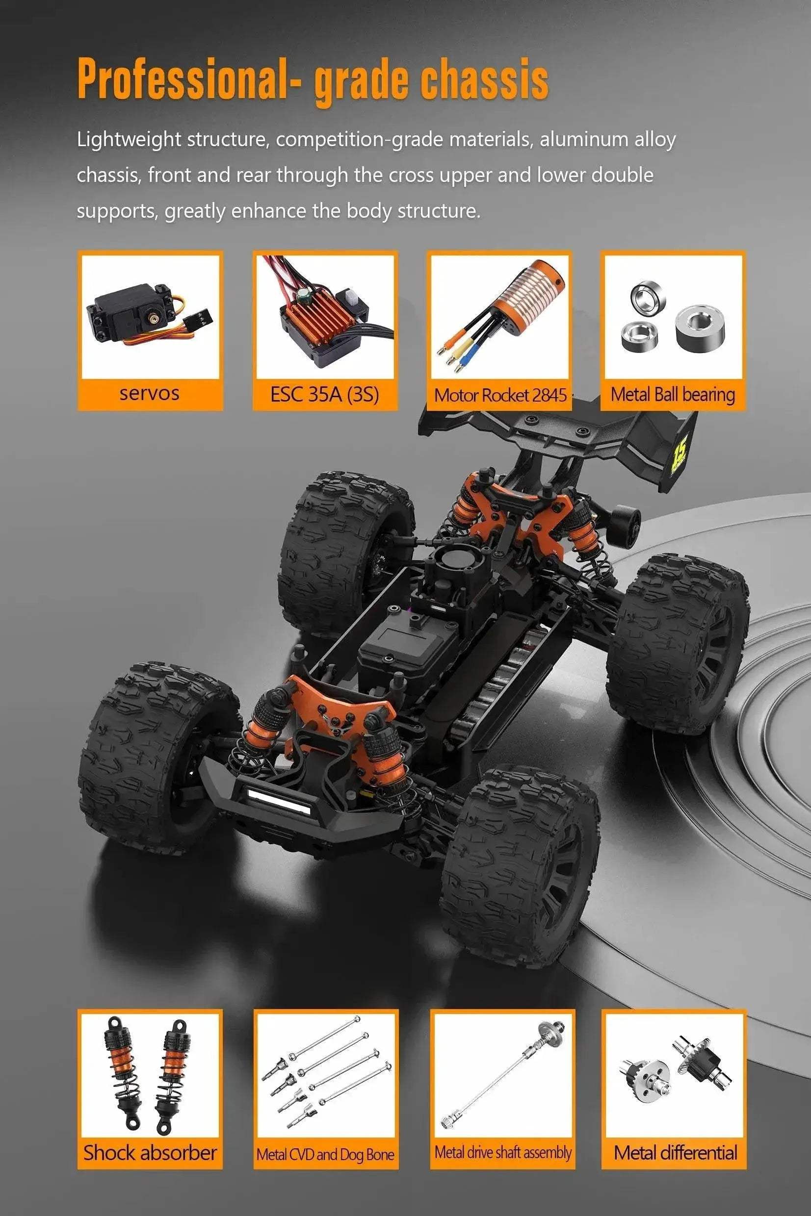 JIUSI MT14R 1/14 RC Racing Car 80km/h 4WD Off-road Toys - ToylandEU