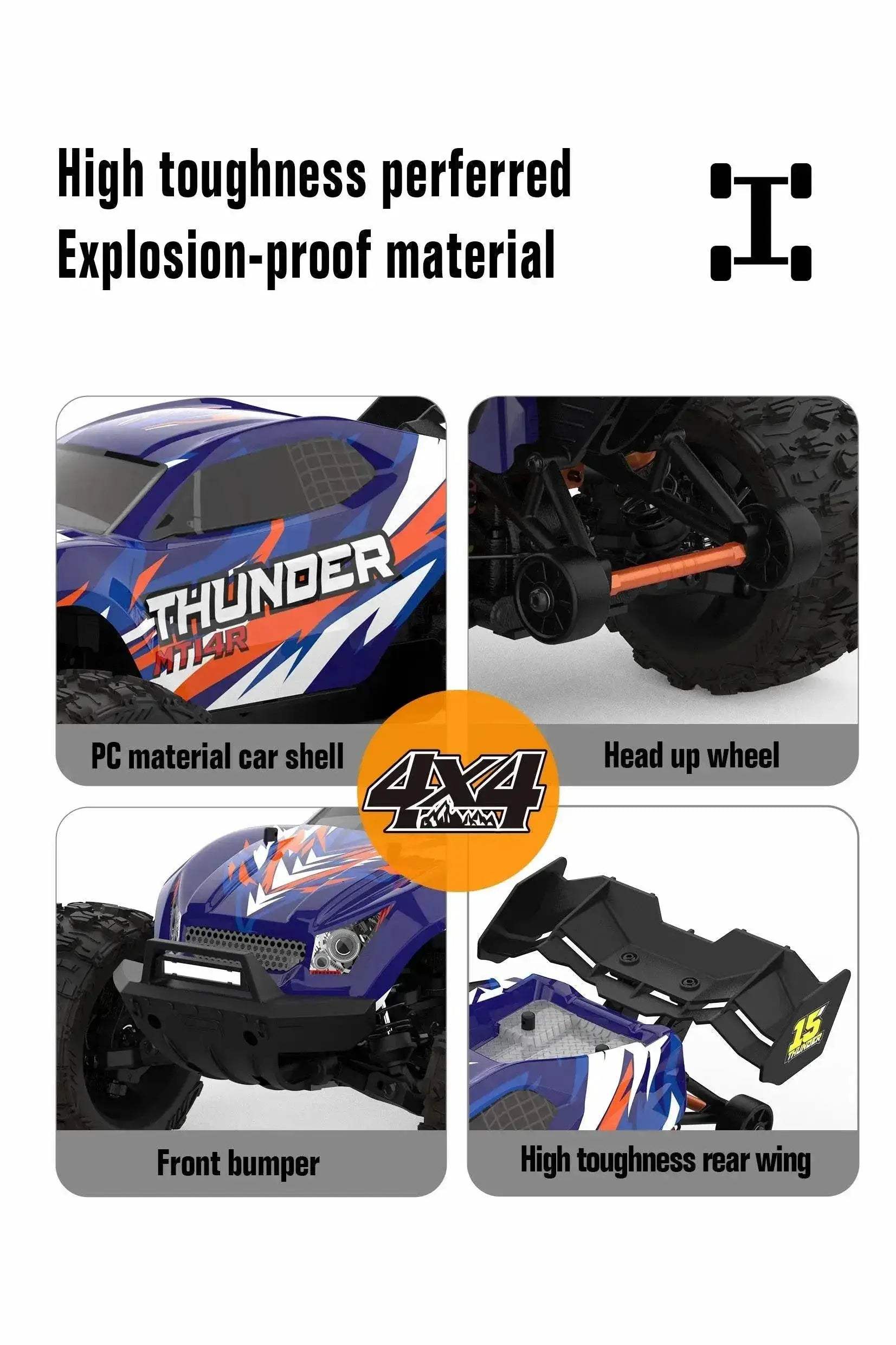 JIUSI MT14R 1/14 RC Racing Car 80km/h 4WD Off-road Toys - ToylandEU