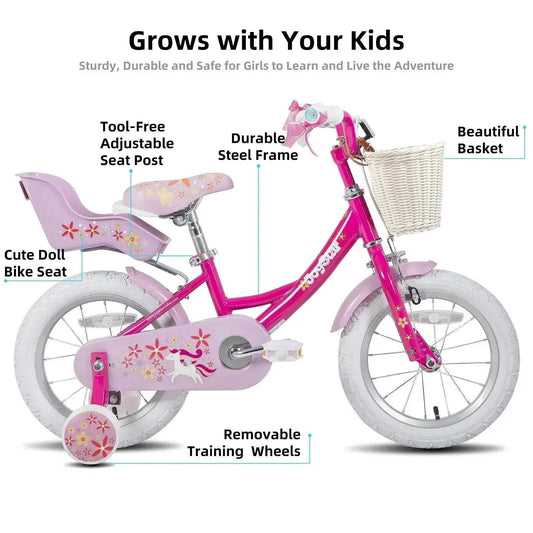  JOYSTAR Kids Bike for Girls Age 2-9 Years, Fuchsia -  ToylandEU™
