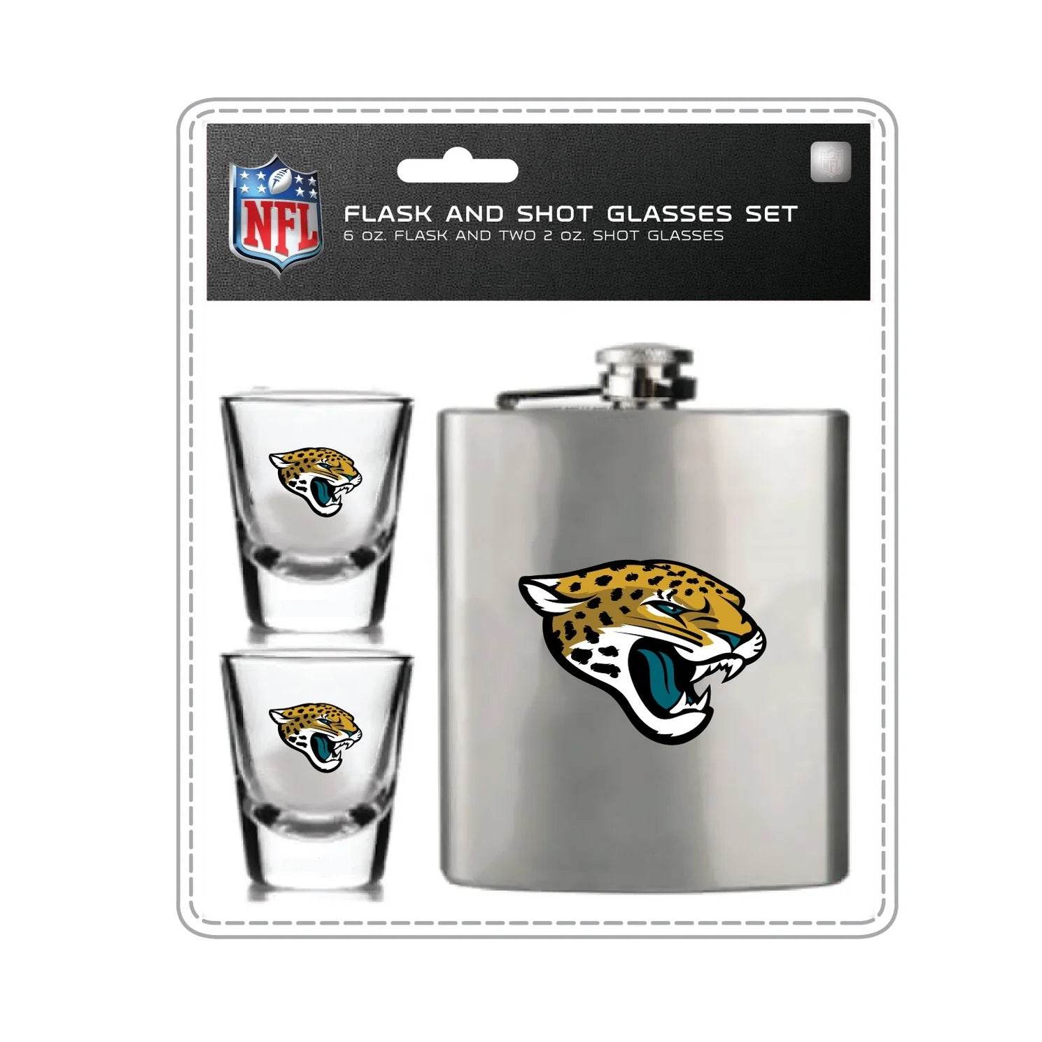 Jacksonville Jaguars Flask And Shot Glass Set With Team Logo - ToylandEU