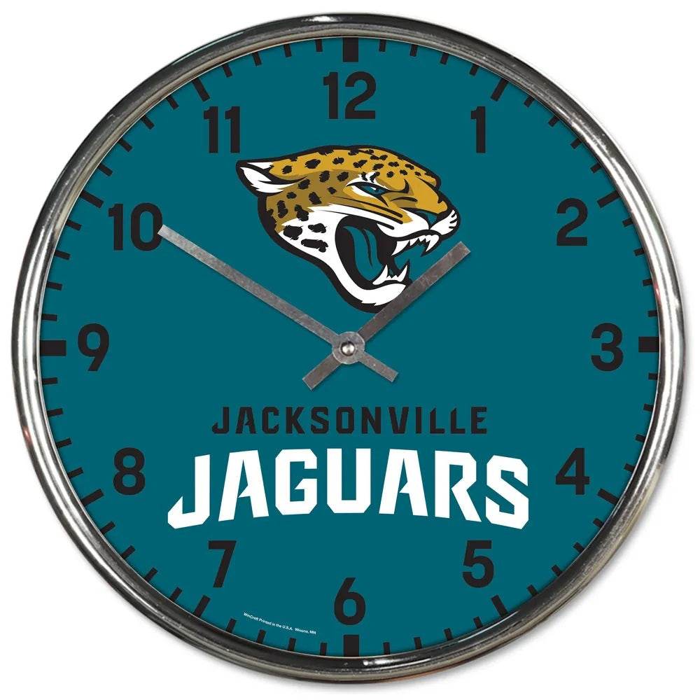 Jacksonville Jaguars Round Chrome Wall Clock 12 Inch NFL - ToylandEU