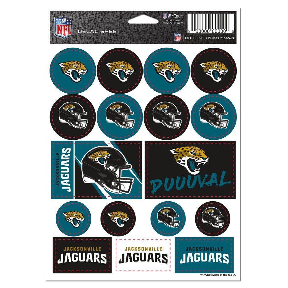 Jacksonville Jaguars Vinyl Decal Sheet 5x7 Sticker Pack - ToylandEU