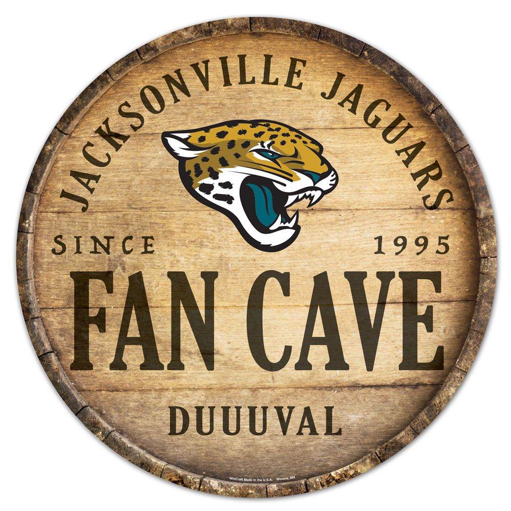 Jacksonville Jaguars Wood Sign 14 Inch Round Barrel Top - ToylandEU