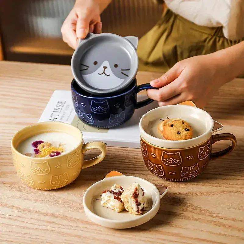Japanese Cartoon Cat Ceramic Coffee Cup Keeps Coffee Hot - ToylandEU