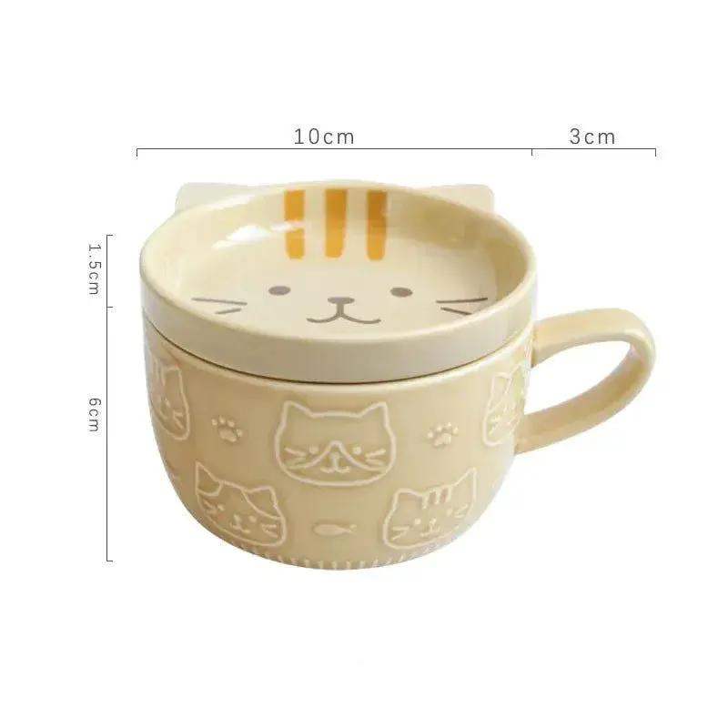 Japanese Cartoon Cat Ceramic Coffee Cup Keeps Coffee Hot - ToylandEU