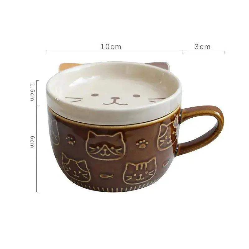Japanese Cartoon Cat Ceramic Coffee Cup Keeps Coffee Hot - ToylandEU