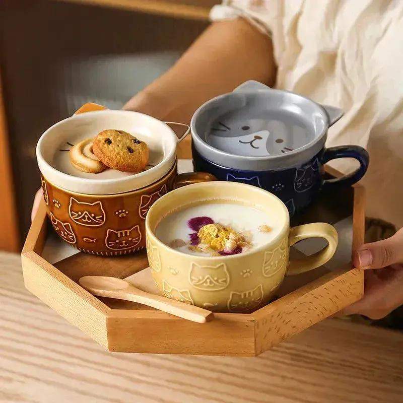 Japanese Cartoon Cat Ceramic Coffee Cup Keeps Coffee Hot - ToylandEU