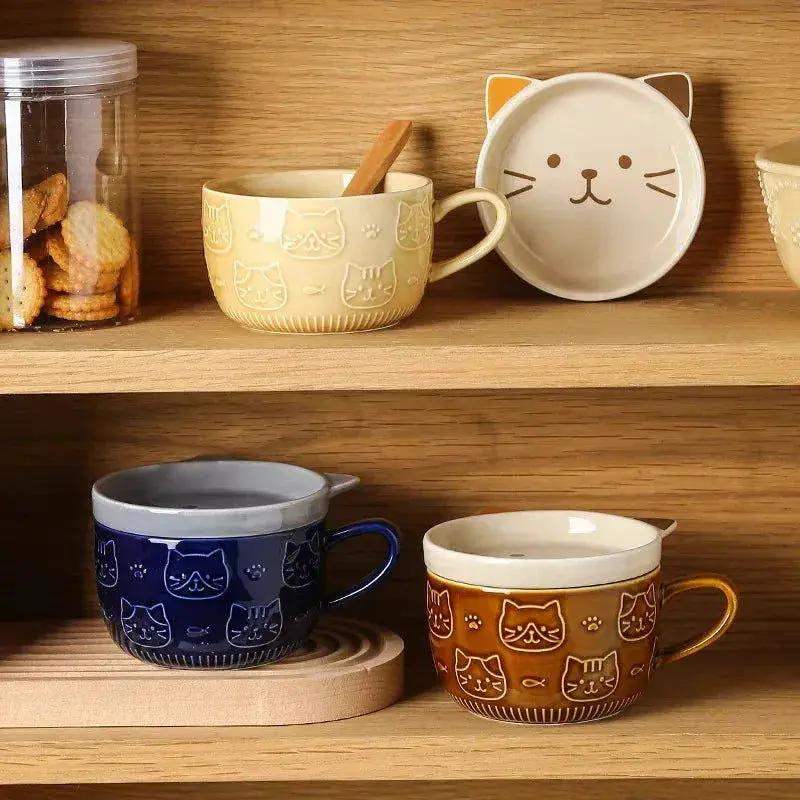 Japanese Cartoon Cat Ceramic Coffee Cup Keeps Coffee Hot - ToylandEU