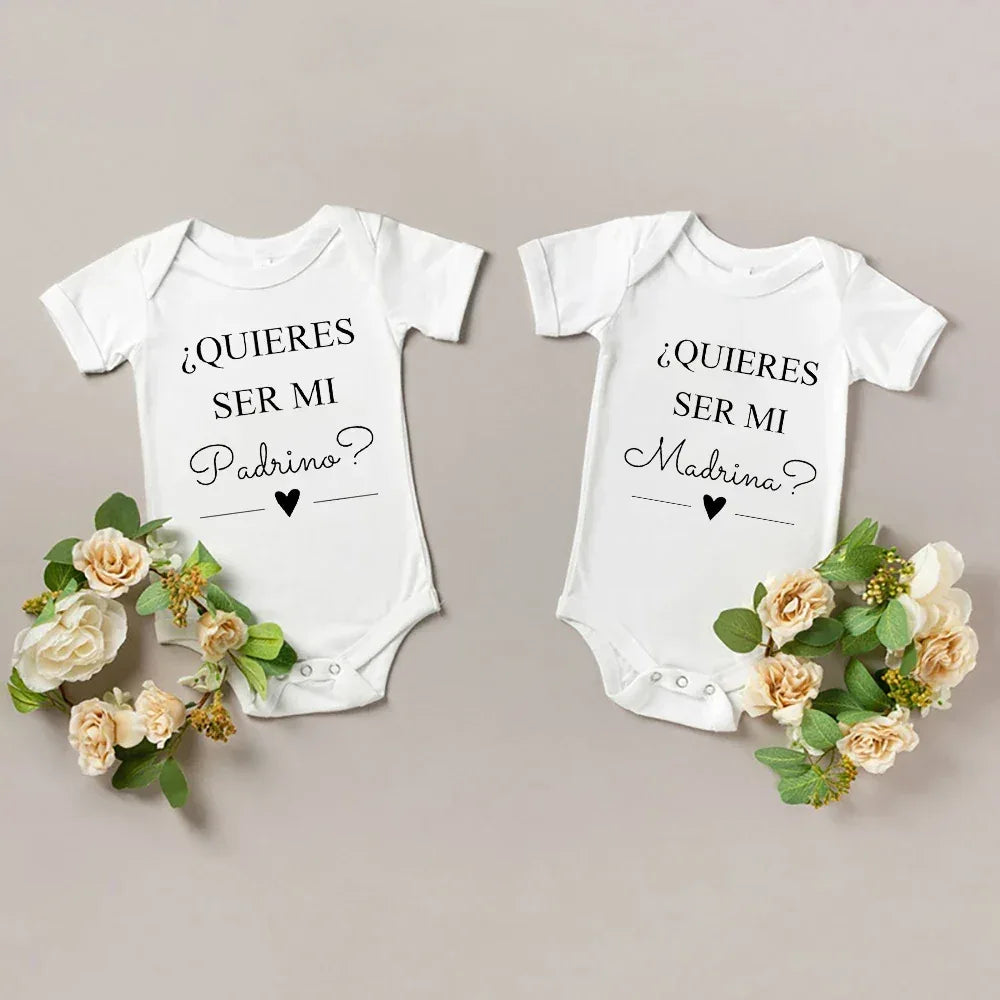 Jiangkao Baby Bodysuit Do You Want To Be My Godmother Godfather for Newborn - ToylandEU
