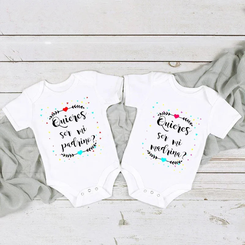 Jiangkao Baby Bodysuit Do You Want To Be My Godmother Godfather for Newborn - ToylandEU