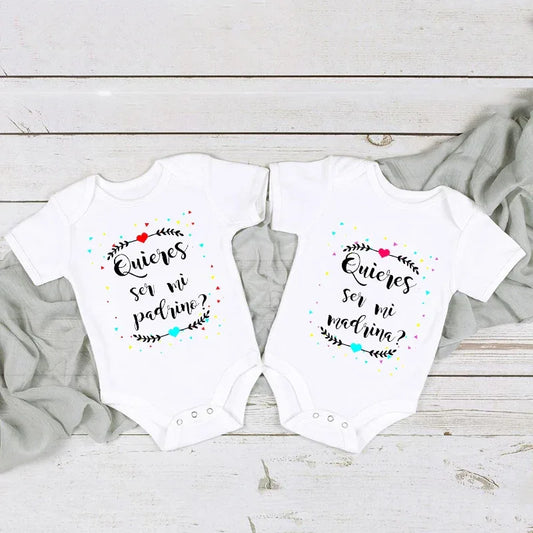 Jiangkao Baby Bodysuit Do You Want To Be My Godmother Godfather for Newborn - ToylandEU