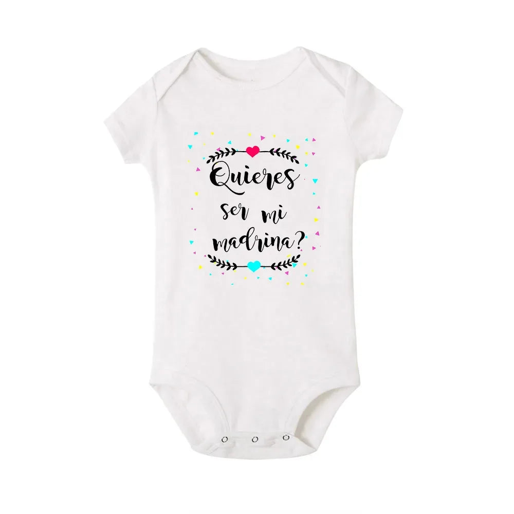 Jiangkao Baby Bodysuit Do You Want To Be My Godmother Godfather for Newborn - ToylandEU