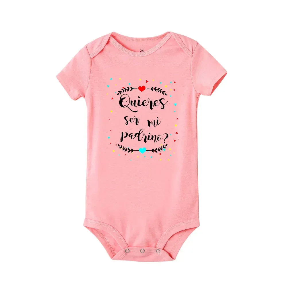 Jiangkao Baby Bodysuit Do You Want To Be My Godmother Godfather for Newborn - ToylandEU