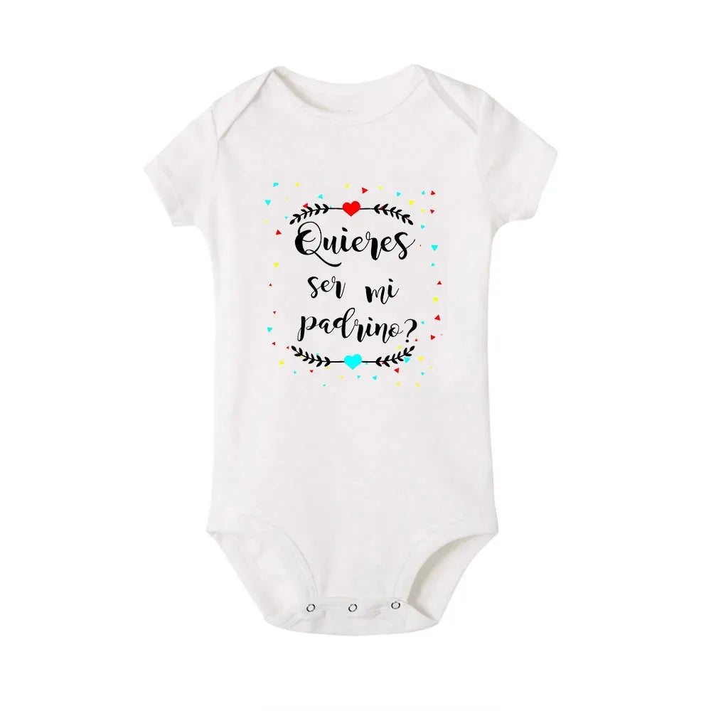 Jiangkao Baby Bodysuit Do You Want To Be My Godmother Godfather for Newborn - ToylandEU