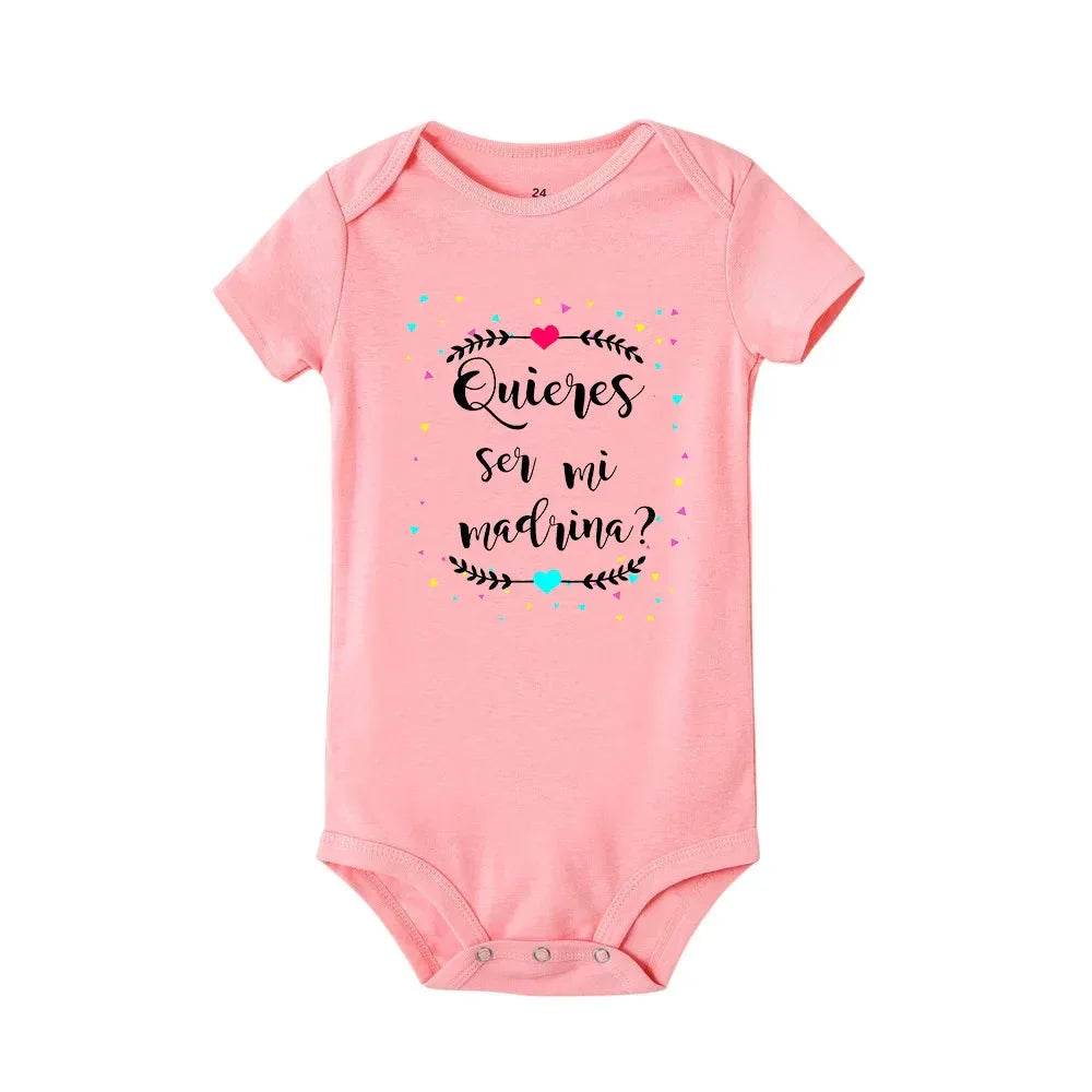 Jiangkao Baby Bodysuit Do You Want To Be My Godmother Godfather for Newborn - ToylandEU