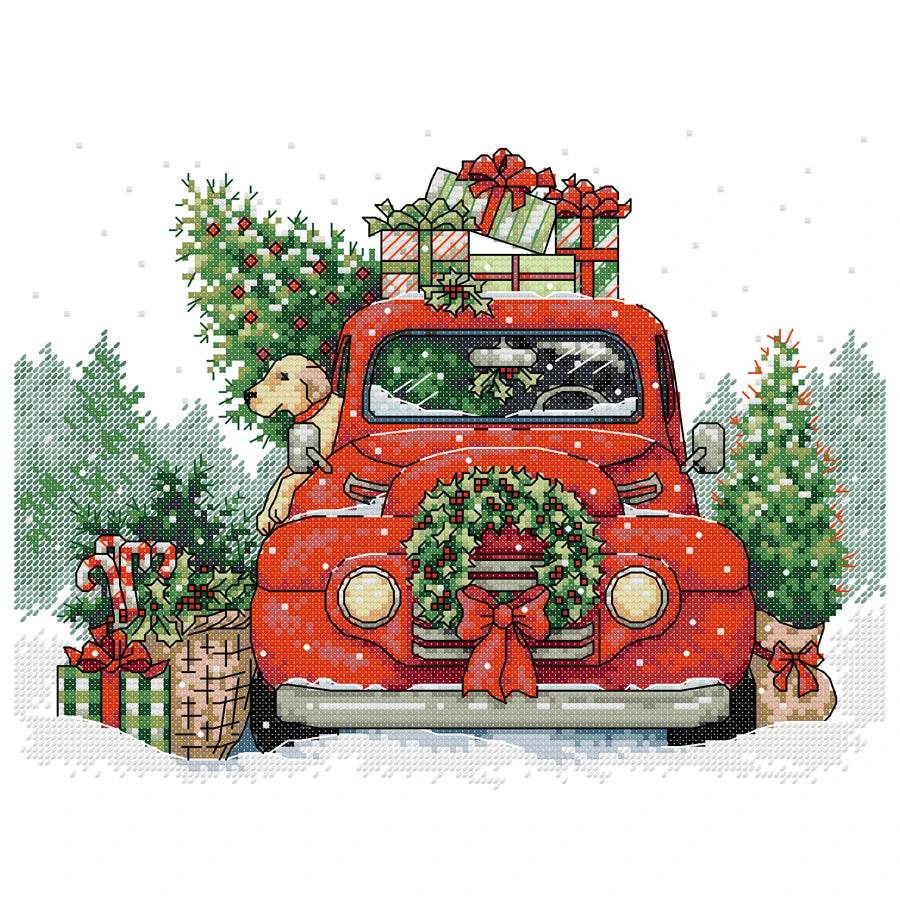 Joy Sunday Cartoon Cross Stitch Kit - Printed Fabric Needlework for Holiday Crafts, 14CT Embroidery - ToylandEU