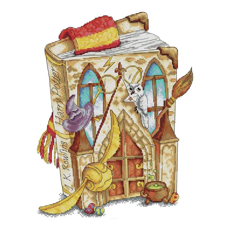 Joy Sunday Cartoon Magic Book Cross Stitch Kits - 11CT & 14CT Stamped DIY Craft Set - ToylandEU