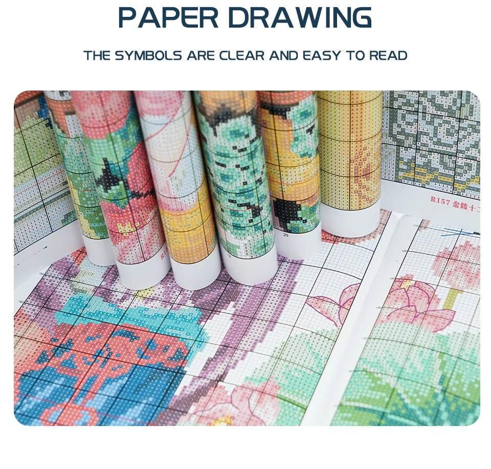 Joy Sunday DIY Kreuzstich-Set „Mädchen mit großen Augen“ – 16 Stiche, 14 Stiche, 11 Stiche, handgefertigte Handarbeiten für Heimdekoration und Geschenke – ToylandEU