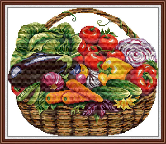  Joy Sunday Easy-to-Stitch Cross Stitch Kit - A Basket of Fresh Vegetables -  ToylandEU™