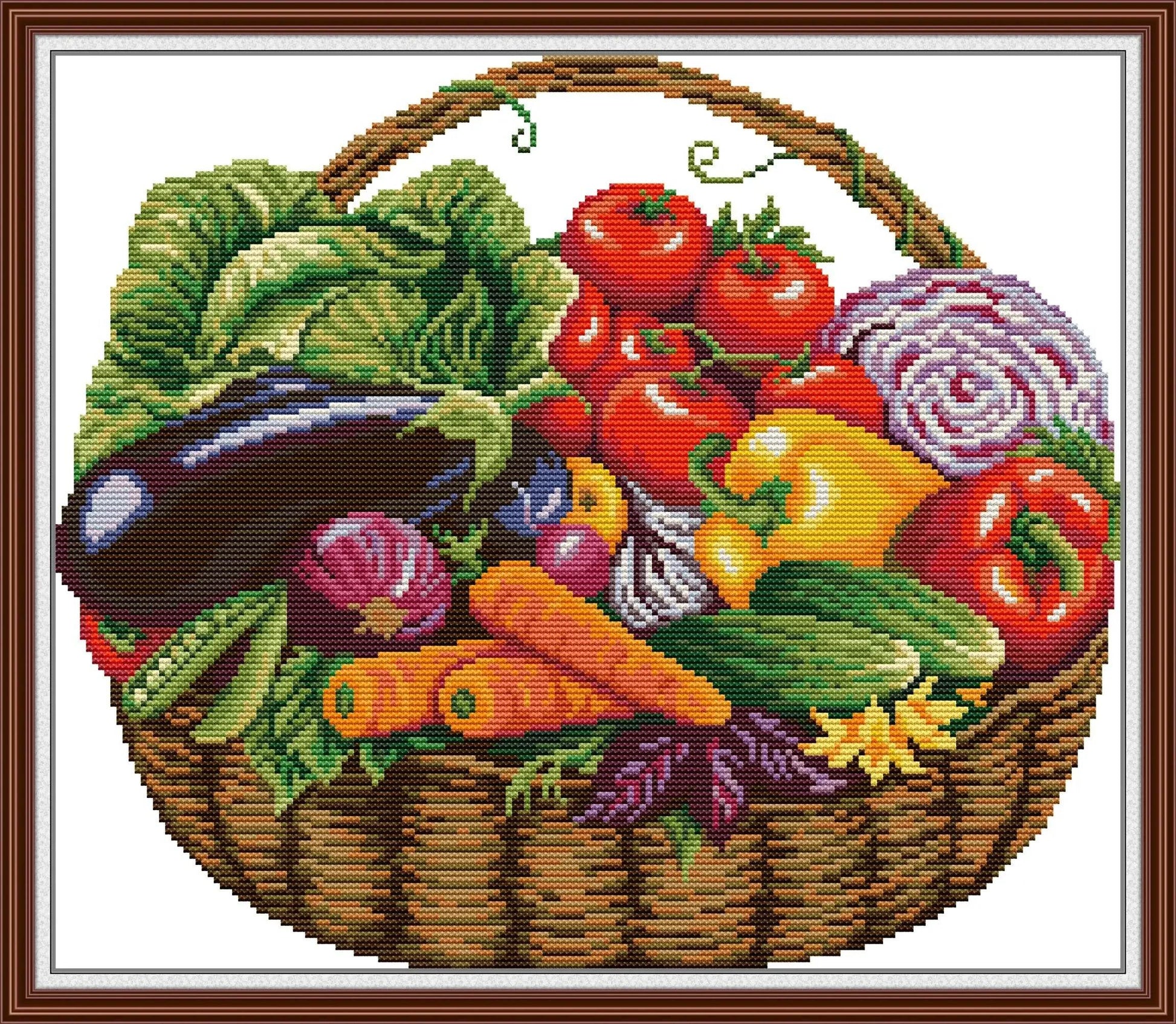 Joy Sunday Easy-to-Stitch Cross Stitch Kit - A Basket of Fresh Vegetables - ToylandEU