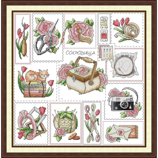  Joy Sunday Easy-to-Stitch Pre-Printed Cross Stitch Kit - Love of Crafts 2 with Stamped Aida Fabric -  ToylandEU™