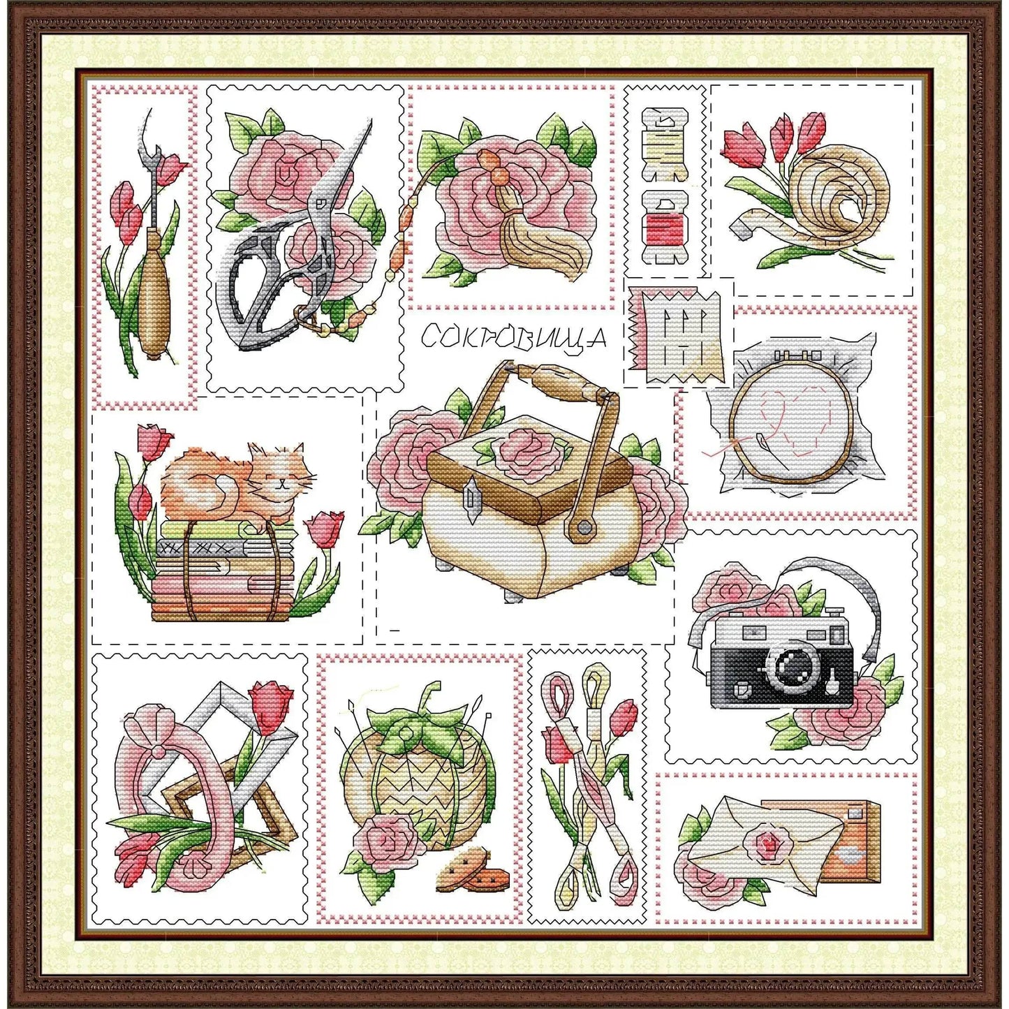 Joy Sunday Easy-to-Stitch Pre-Printed Cross Stitch Kit - Love of Crafts 2 with Stamped Aida Fabric - ToylandEU