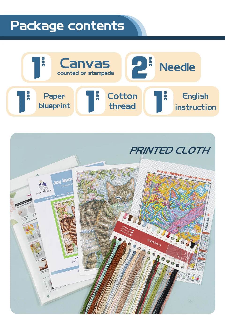 Joy Sunday Easy-to-Stitch Pre-Printed Cross Stitch Kit - Love of Crafts 2 with Stamped Aida Fabric - ToylandEU