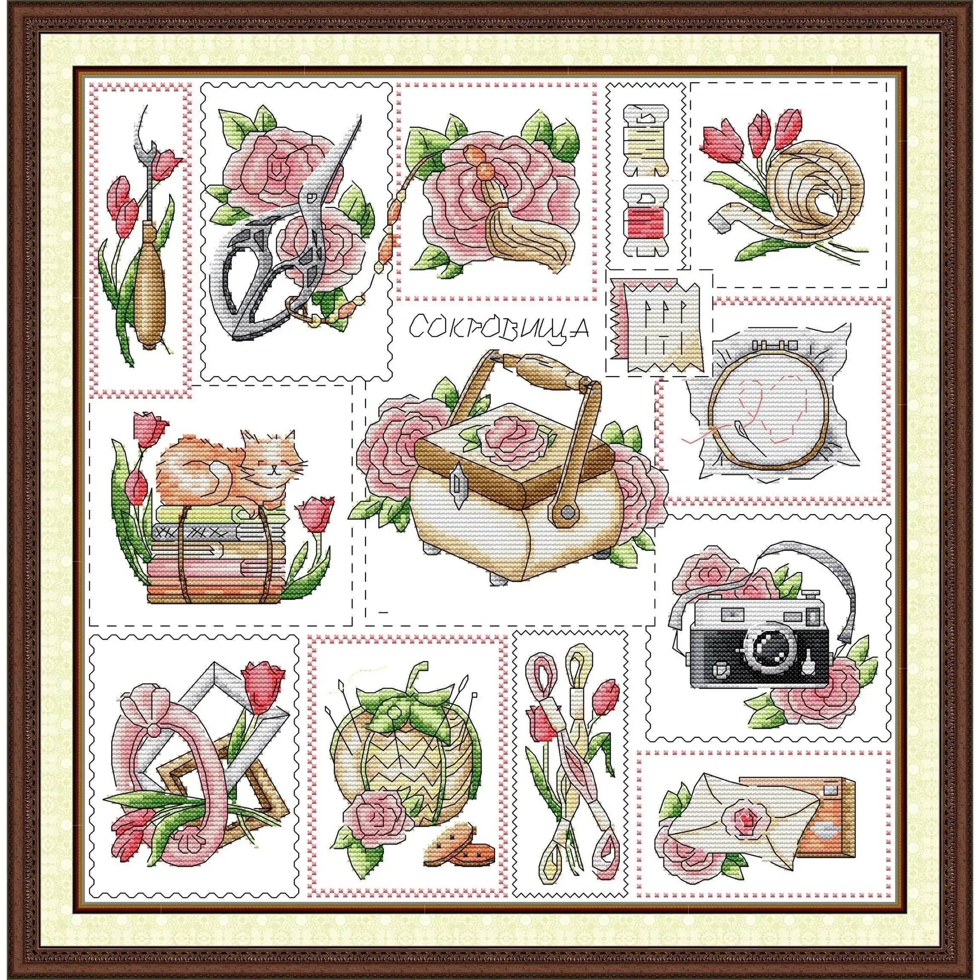Joy Sunday Easy-to-Stitch Pre-Printed Cross Stitch Kit - Love of Crafts 2 with Stamped Aida Fabric - ToylandEU