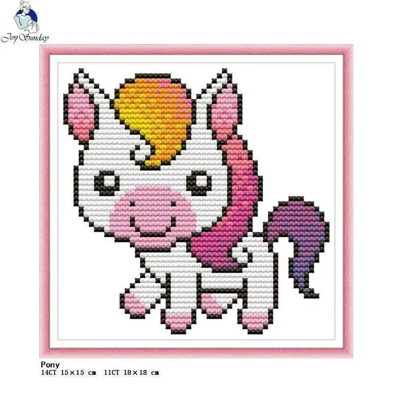 Joy Sunday Mini Cross Stitch Kit - Cartoon Animal Series 14CT & 11CT DIY Embroidery Set for Kids - ToylandEU
