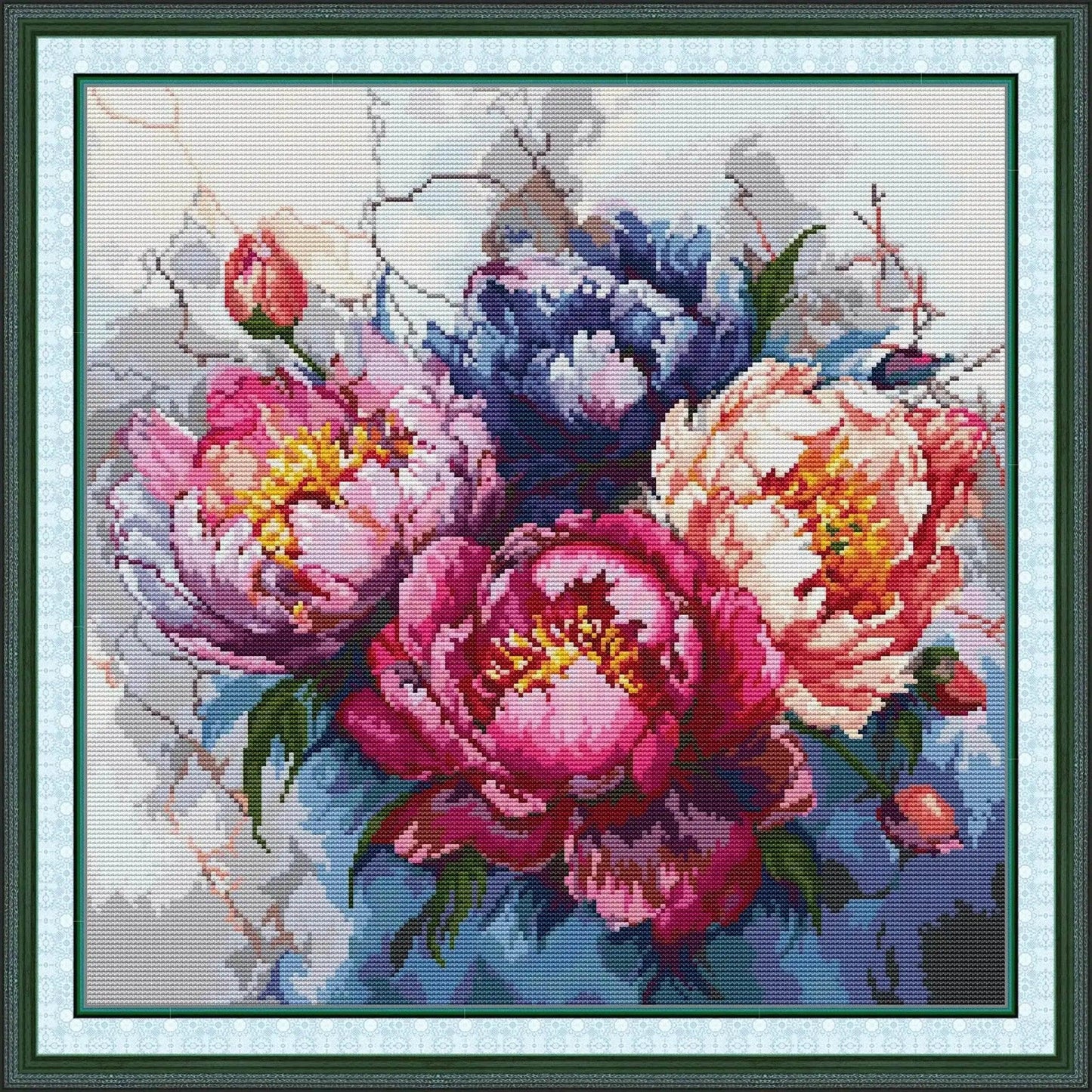  Joy Sunday Pre-printed Cross Stitch Kit - Easy Aida Stamped Embroidery Set Featuring Peony Suffruticosa -  ToylandEU™