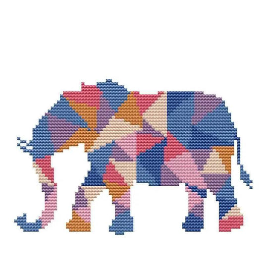  Joy Sunday Tangram Elephant Cross Stitch Embroidery Kit - 9CT, 11CT, 14CT Animal Print Fabric -  ToylandEU™