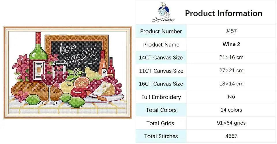  Joy Sunday Wine Bottle Themed Cross Stitch Kits - 14ct, 16ct, 11ct White Fabric DIY Embroidery Set for Home Decor -  ToylandEU™